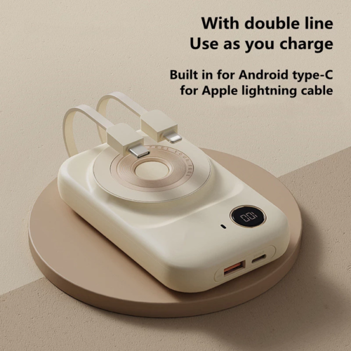 Magnetická mini powerbank s dvouvodičovým kabelem