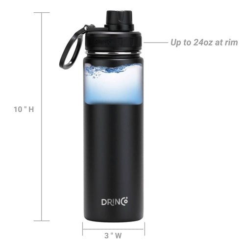 DRINCO® Sportovní láhev z nerezové oceli 22oz – Černá