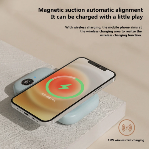 Magnetická mini powerbank s dvouvodičovým kabelem
