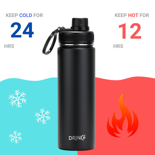 DRINCO® Sportovní láhev z nerezové oceli 22oz – Černá